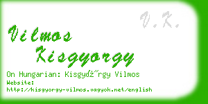vilmos kisgyorgy business card